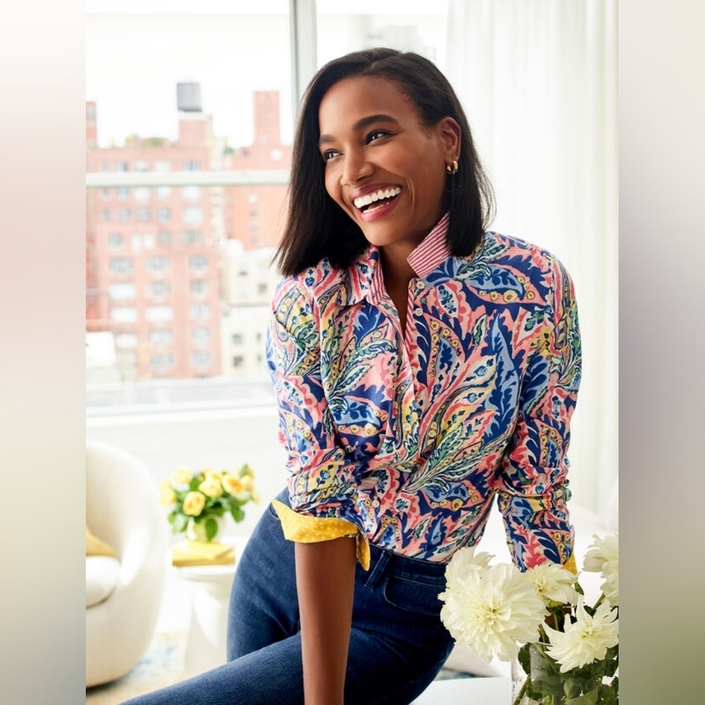 Talbots Yellow Polka Dot Blouse